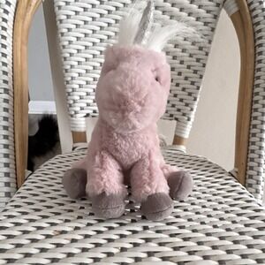 Douglas Pink Unicorn Plush Stuffed Animal 8" White Mane Gray Hooves Soft Toy